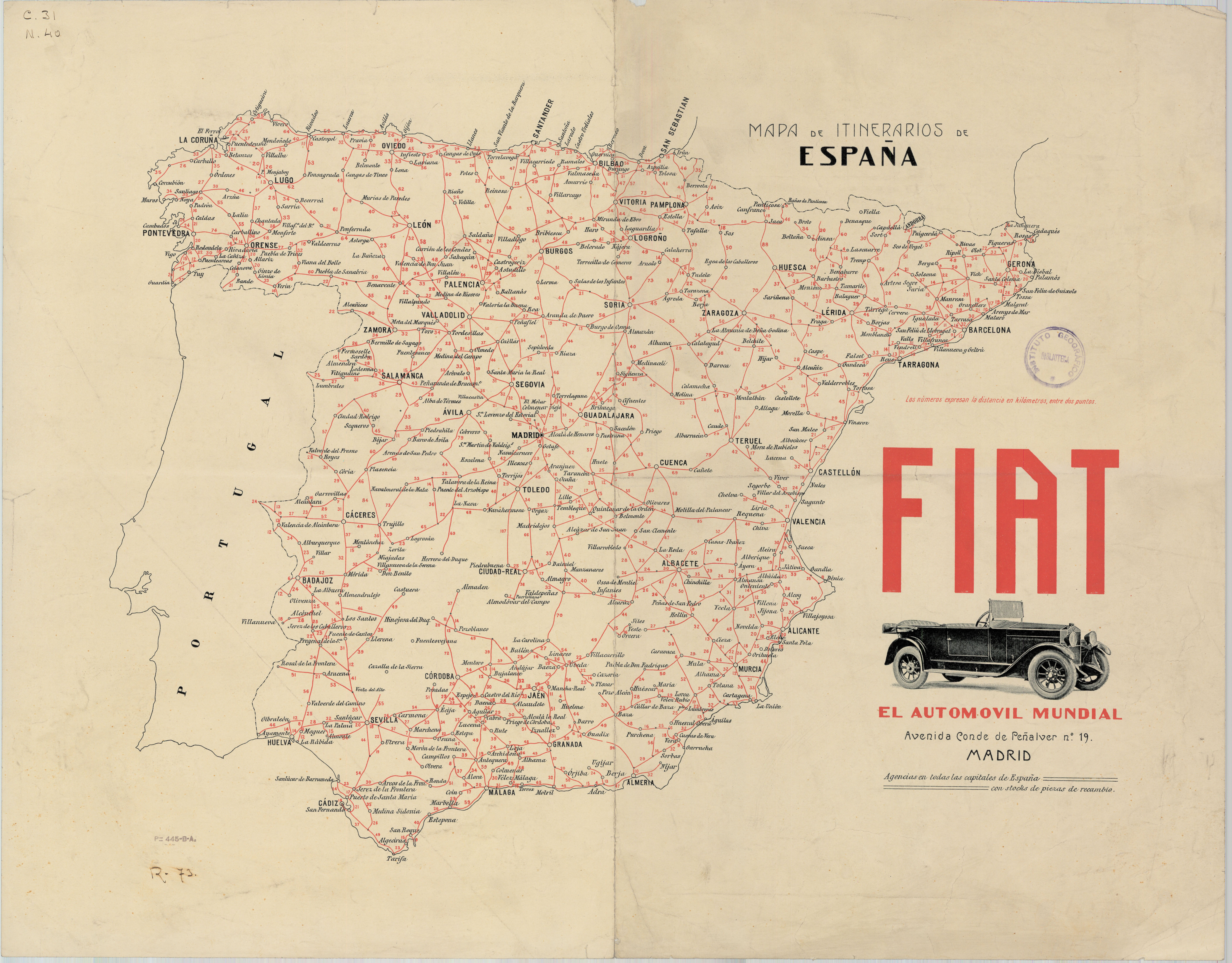 España. Carreteras. 1925